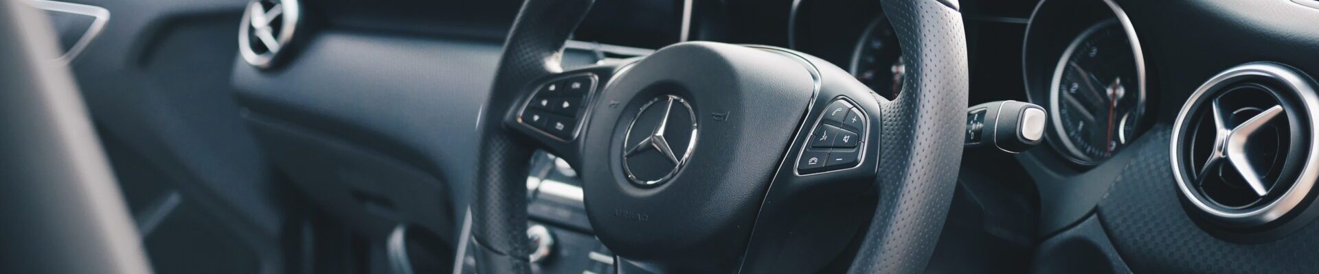 Black Mercedes Benz interior.